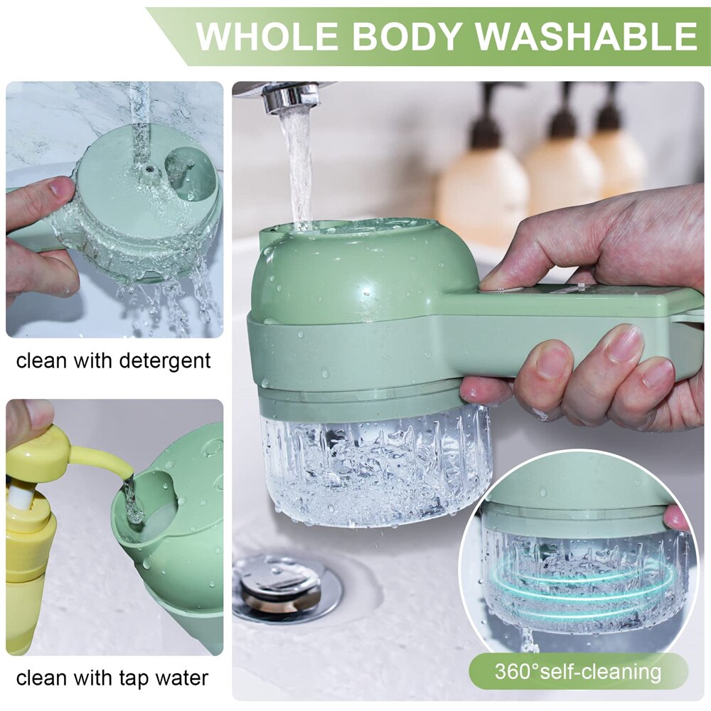 Portable Handheld 4-in-1 Electric Vegetable Slicer, Chopper, and Mincer | USB Rechargeable - Hospitality World