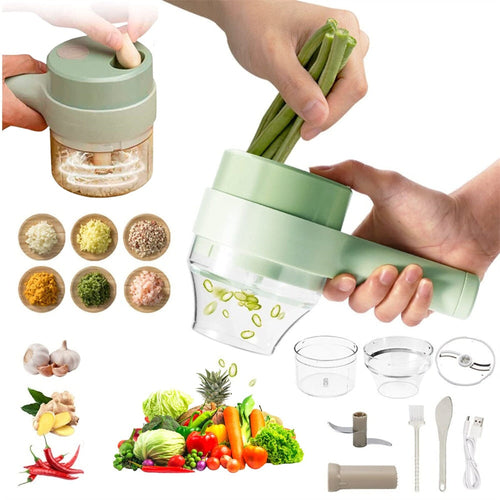 Portable Handheld 4-in-1 Electric Vegetable Slicer, Chopper, and Mincer | USB Rechargeable - Hospitality World
