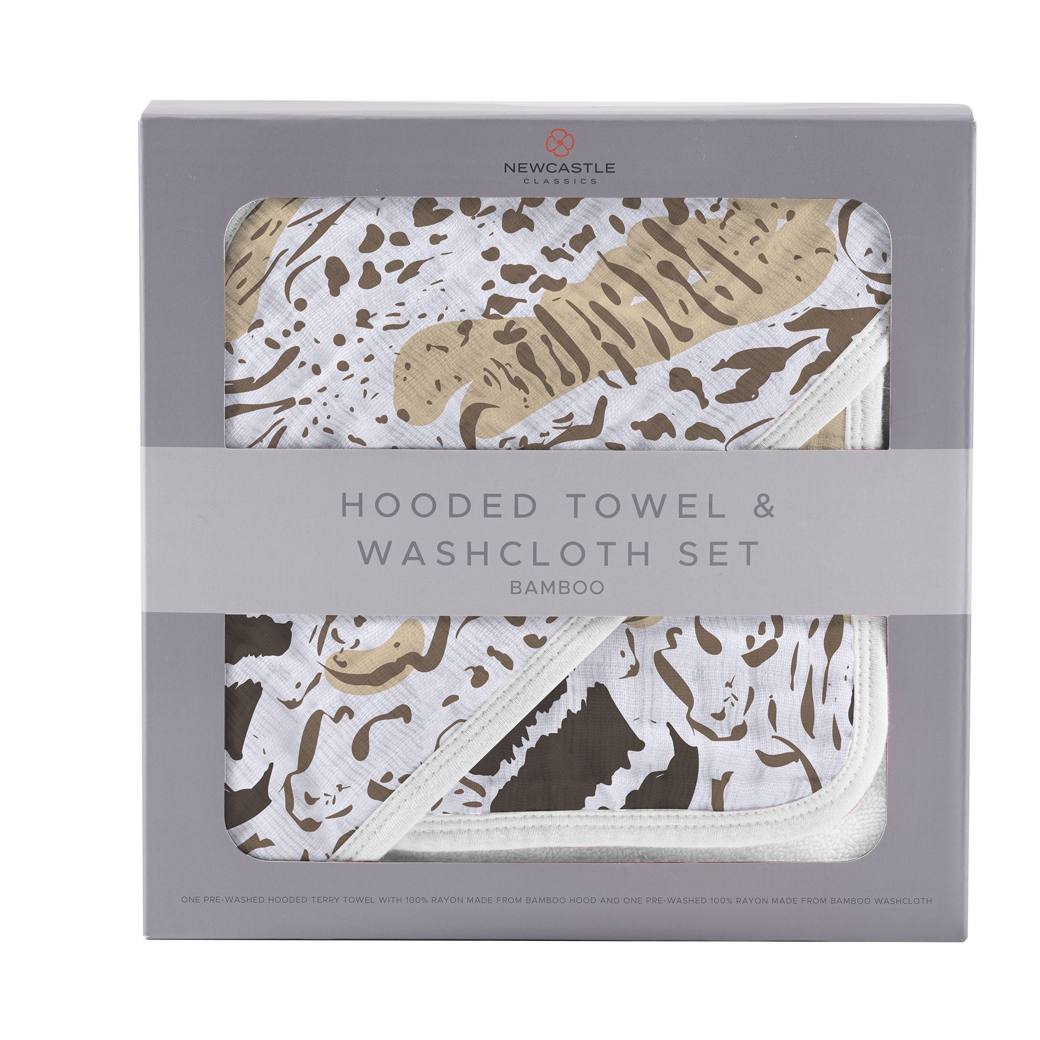 Animal Print Bamboo Hooded Towel and Washcloth Set - Hospitality World