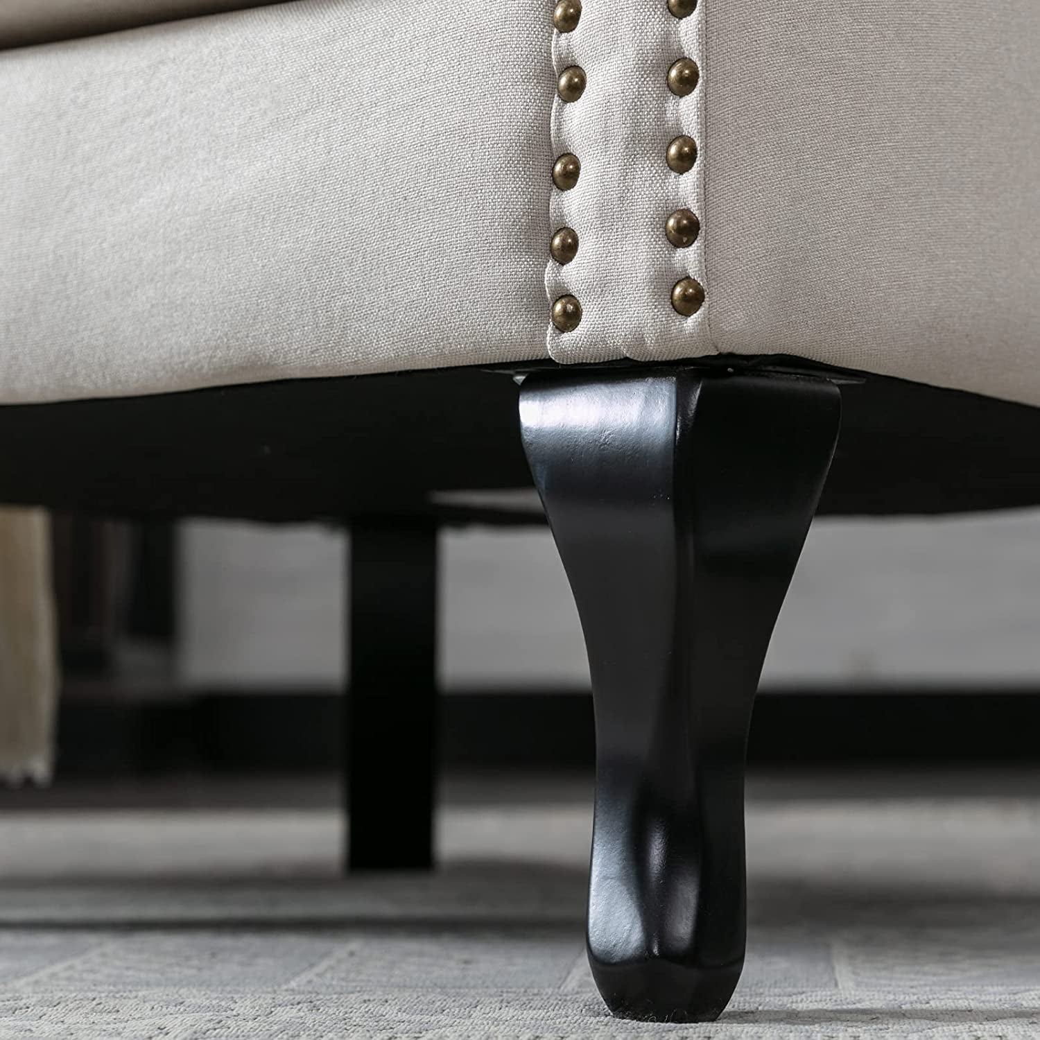 Set of 2 Mid-Century Modern Accent Chairs with Rolled Arms, Tufted Back, Linen Fabric - Hospitality World