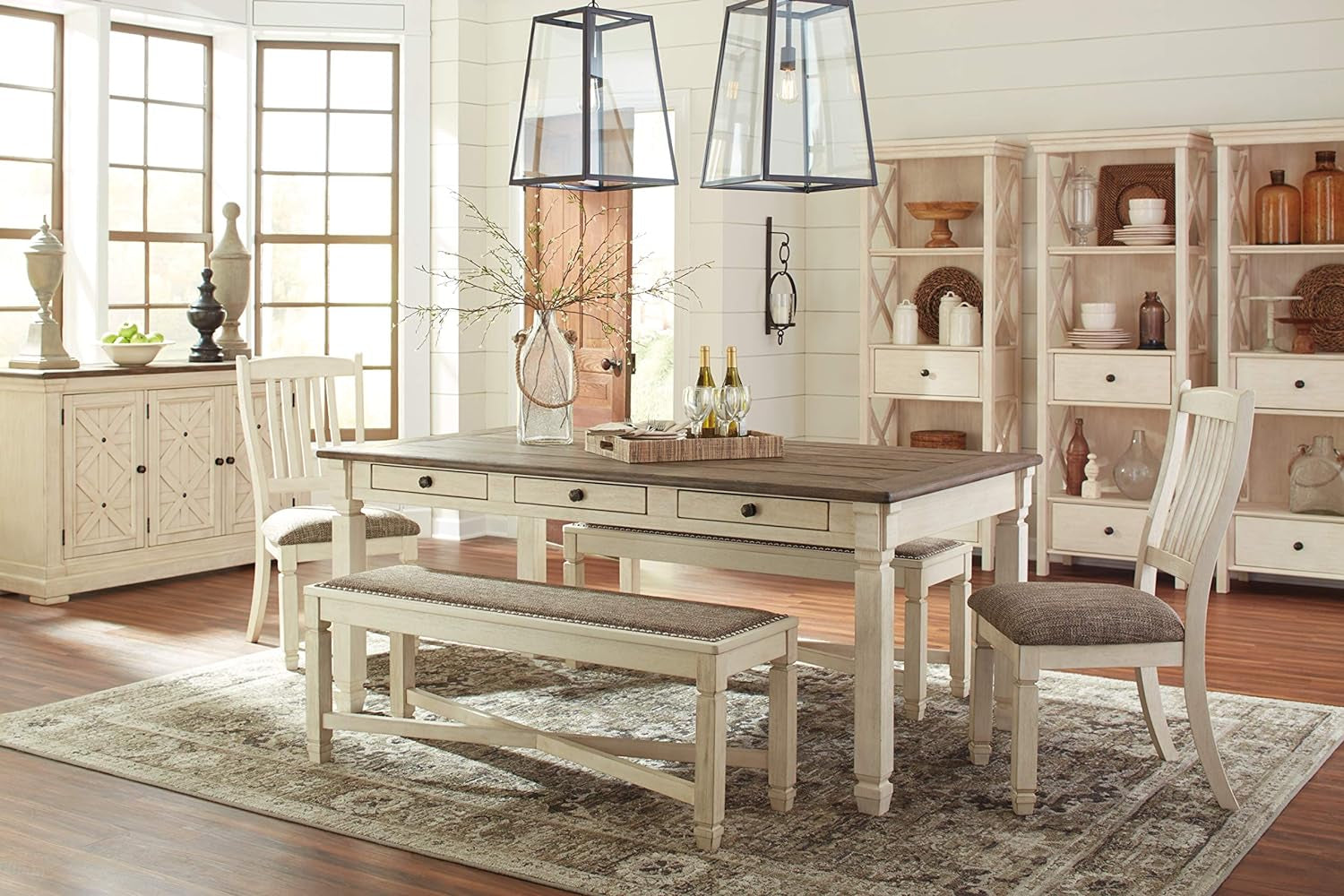 Bolanburg Farmhouse Dining Table with Storage Drawers | Seats 6 - Hospitality World