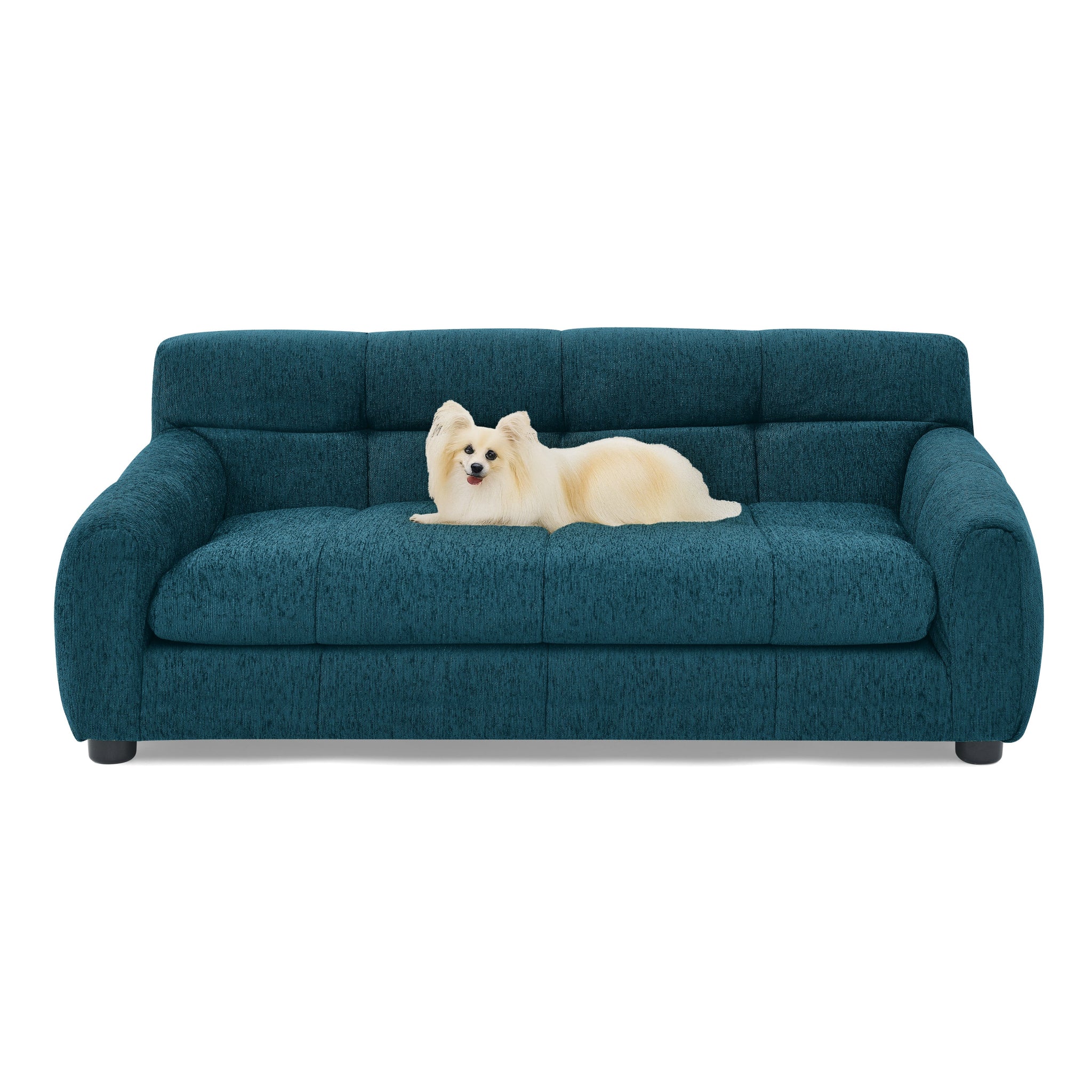 Luxury Blue Linen Pet Sofa with Backrest & Armrests for Medium to Large Dogs - Hospitality World