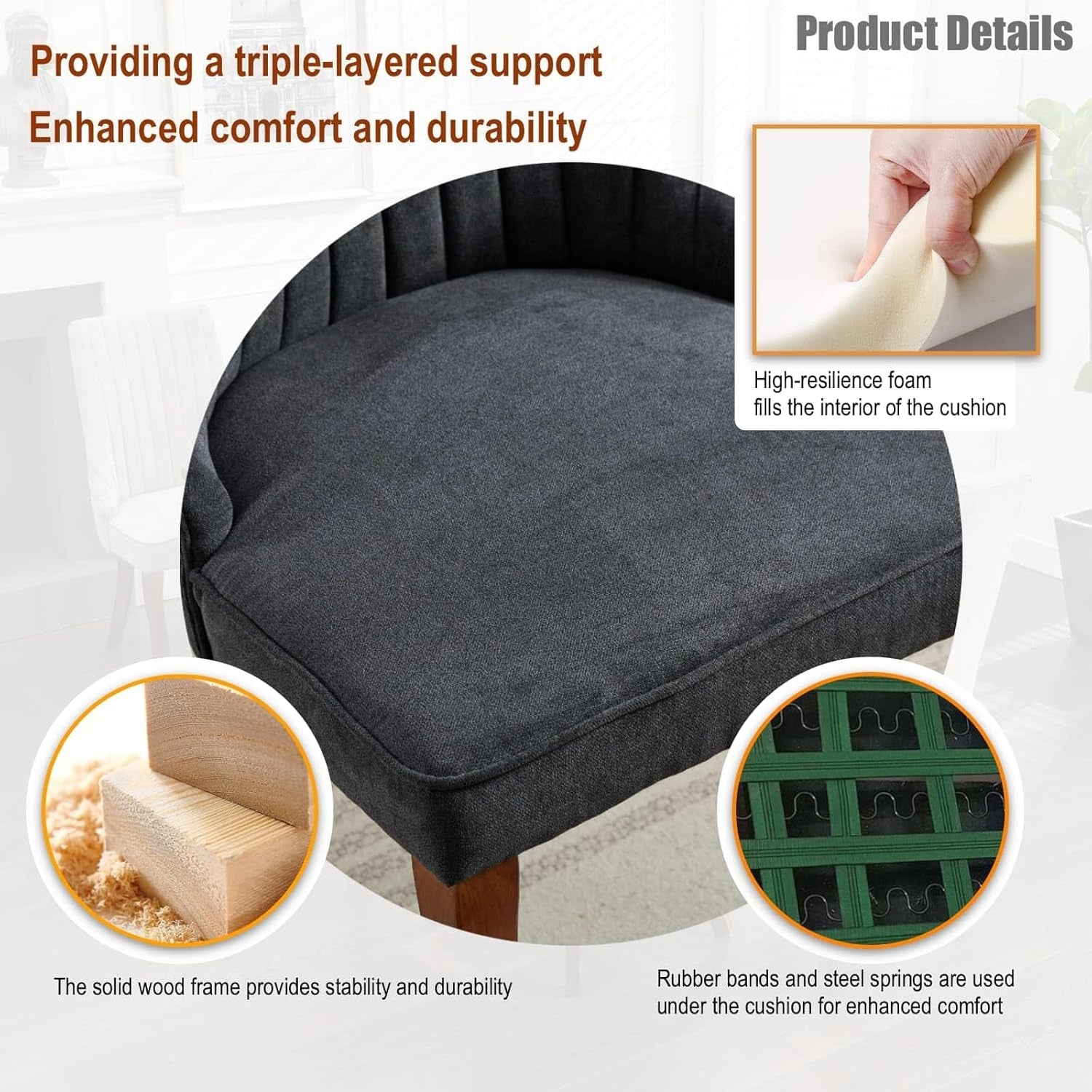 Velvet Dining Chairs (Set of 4) | Comfy Fabric Upholstered Accent Chairs - Hospitality World