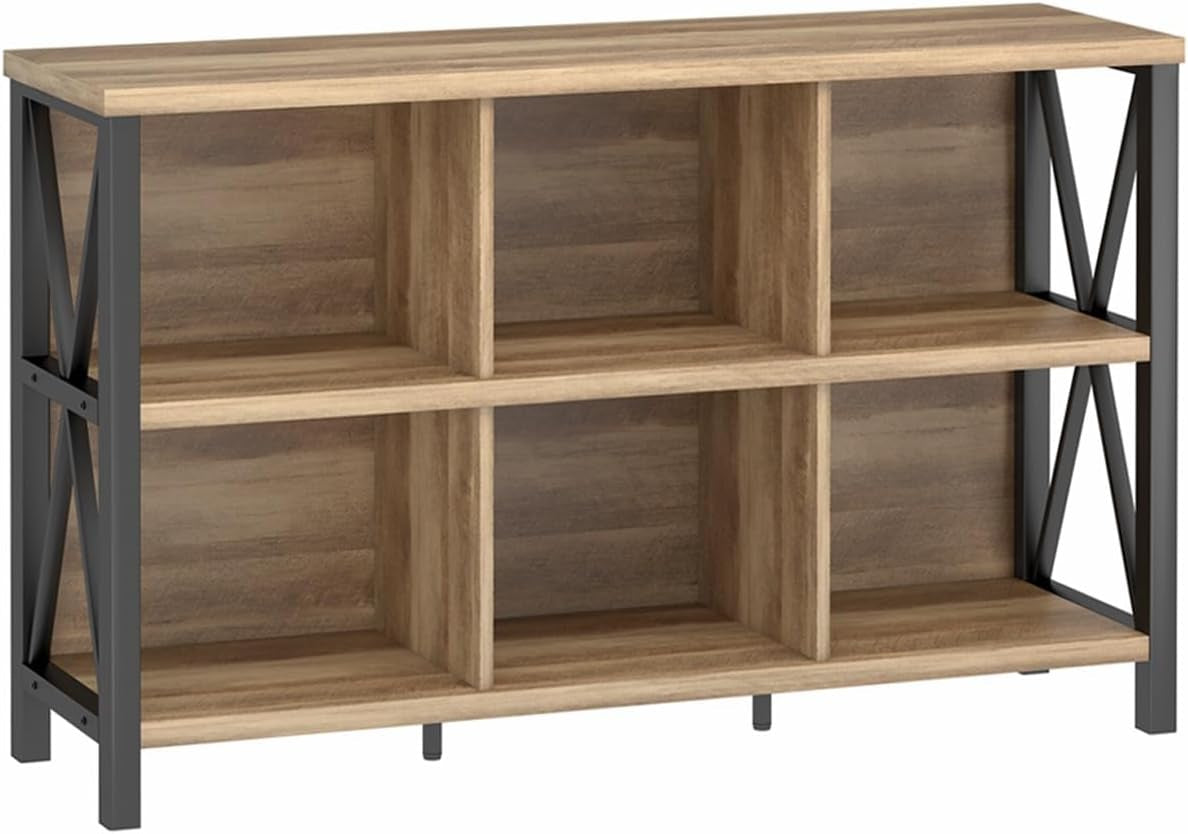 6-Cube Storage Organizer Shelf Wood and Metal Cubby - Hospitality World
