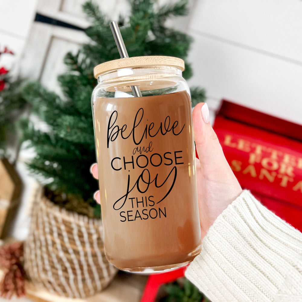Believe & Joy 17oz Glass Mug Set | Insulated with Bamboo Lid & Straws - Hospitality World