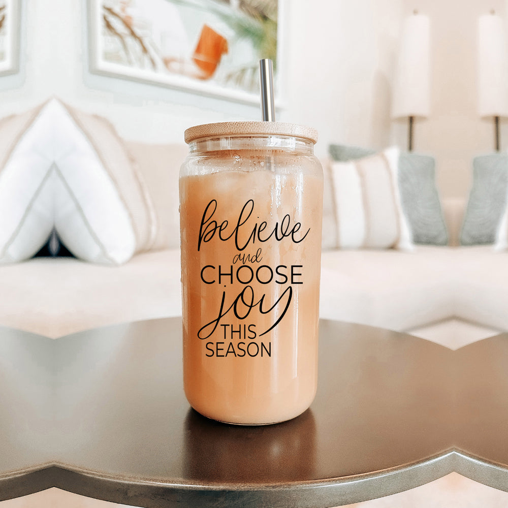 Believe & Joy 17oz Glass Mug Set | Insulated with Bamboo Lid & Straws - Hospitality World