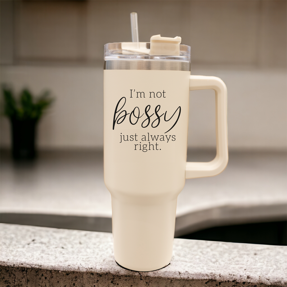 Bossy 40oz Insulated Travel Mug with Handle & Straw - Hospitality World