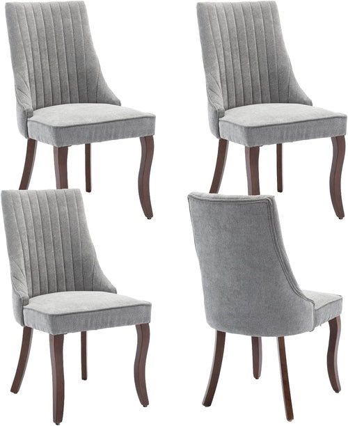 Set of 4 Velvet Dining/Accent Chairs | Grey Upholstery - Hospitality World