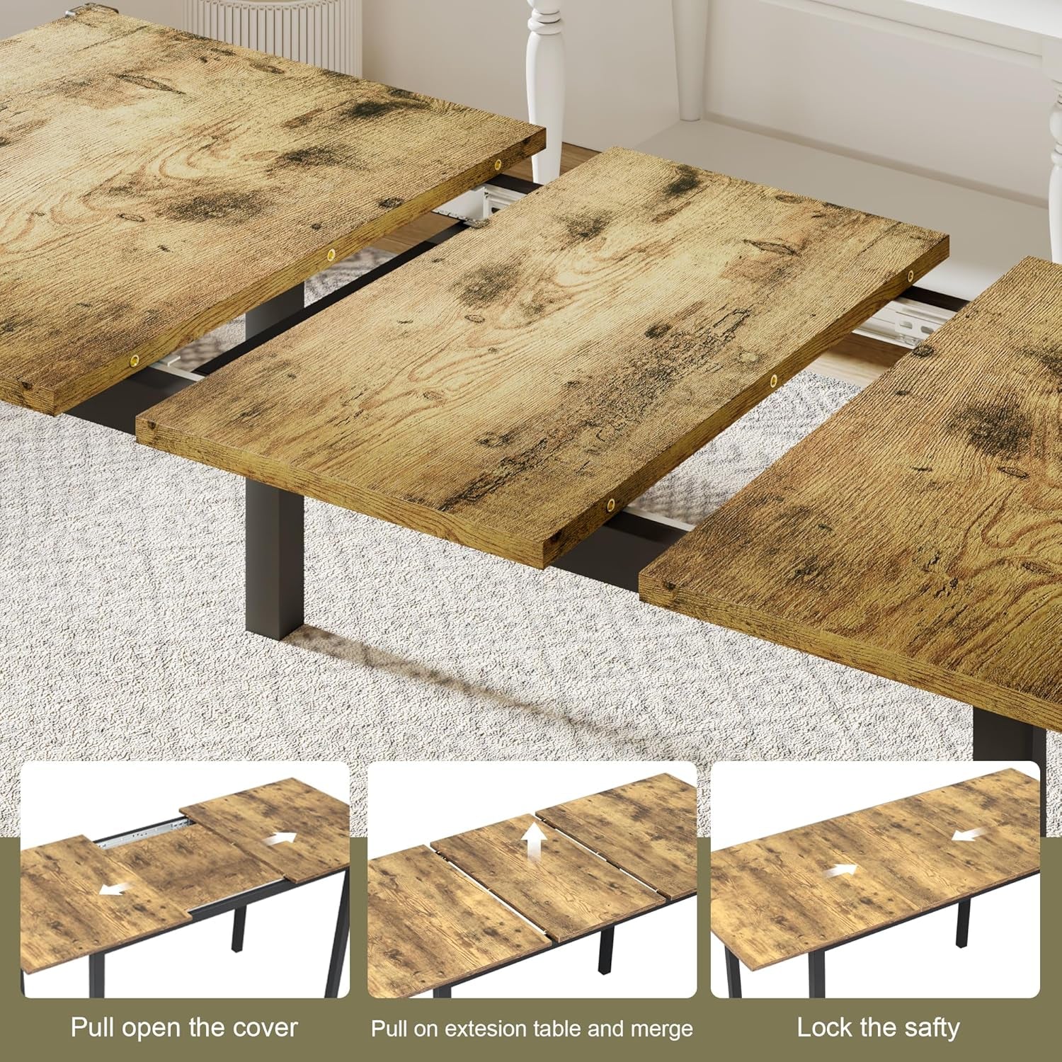 63" Extendable Dining Table | Modern Farmhouse Style - Hospitality World