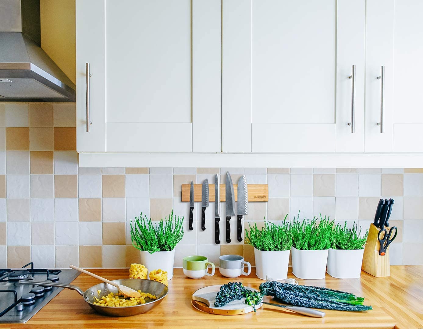 Premium Bamboo Magnetic Knife Strip Holder | Space-Saving Wall Mount for Knives & Tools - Hospitality World