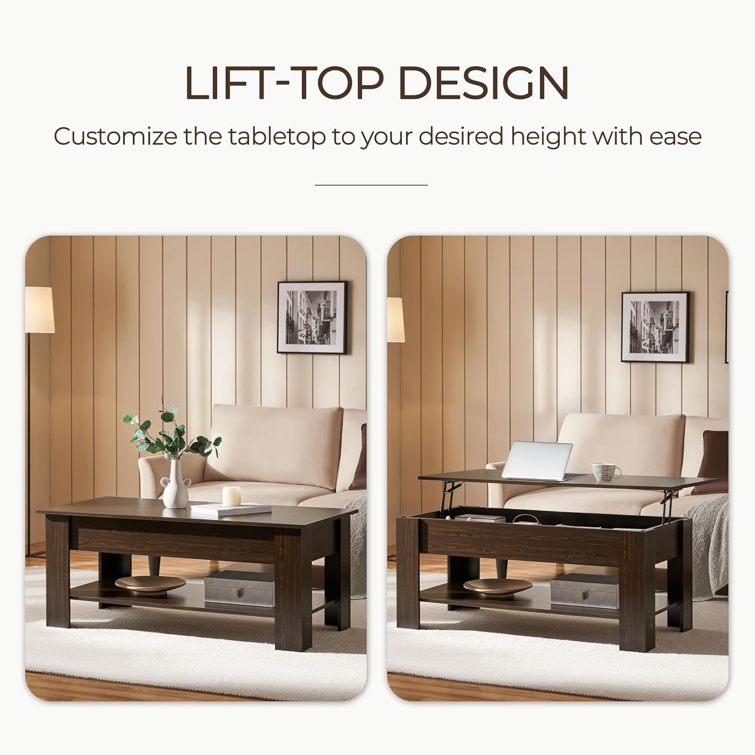 Lift Top Coffee Table with Hidden Compartment - Hospitality World