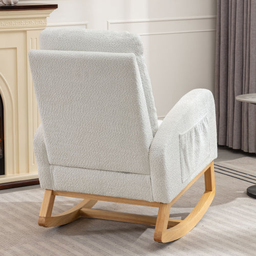 Accent Rocking Chair with Footrest, High Back Upholstered Rocker - Hospitality World