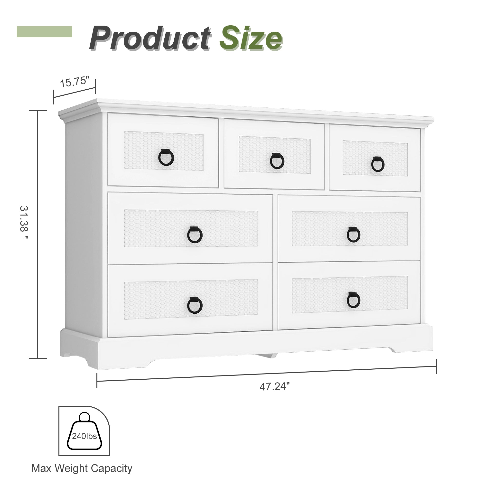 Farmhouse Style Wide 7-Drawer Chest Dresser - Hospitality World