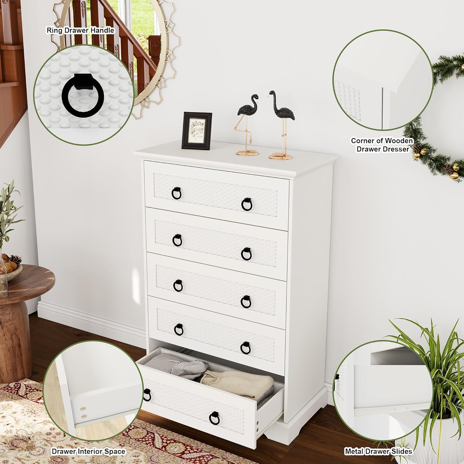 Modern 5-Drawer Dresser Storage Cabinet Organizer - Hospitality World