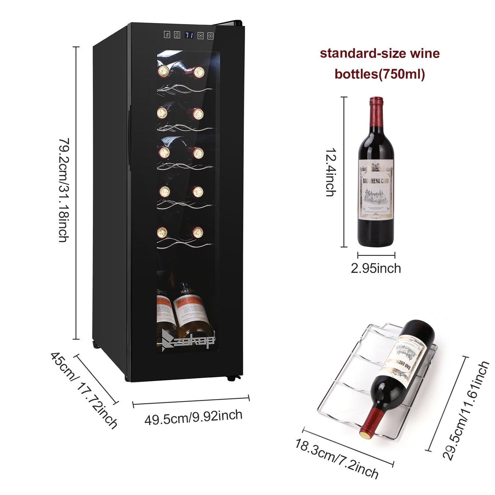 12 Bottle Electronic Wine Cooler Cabinet Refrigerator - Hospitality World