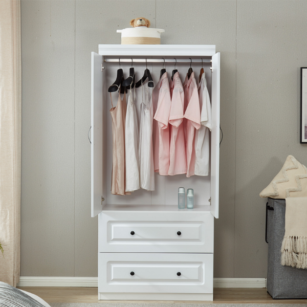 Wooden 2-Door Wardrobe Closet Armoire Cabinet - Hospitality World