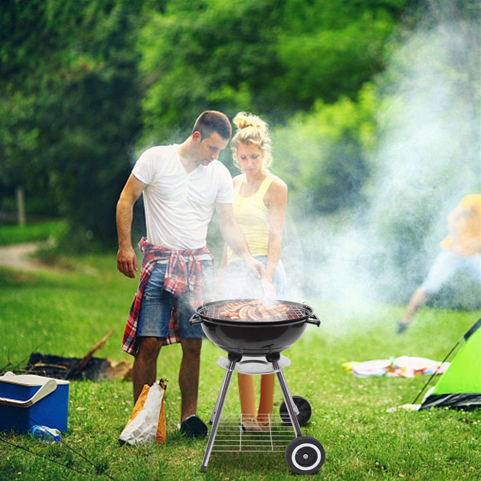 18-Inch Portable Apple Charcoal BBQ Grill for Outdoor Camping and Cooking - Hospitality World