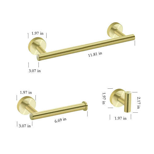 Golden 3-Piece Bathroom Hardware Set - Hospitality World