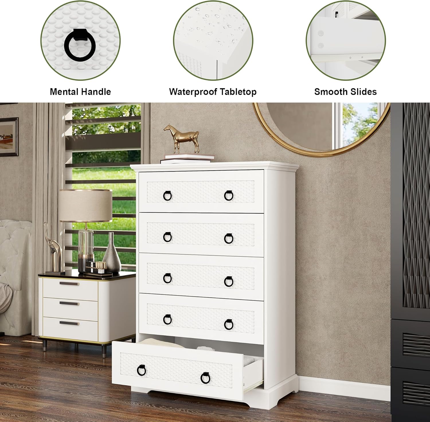 Modern 5-Drawer Dresser Storage Cabinet Organizer - Hospitality World