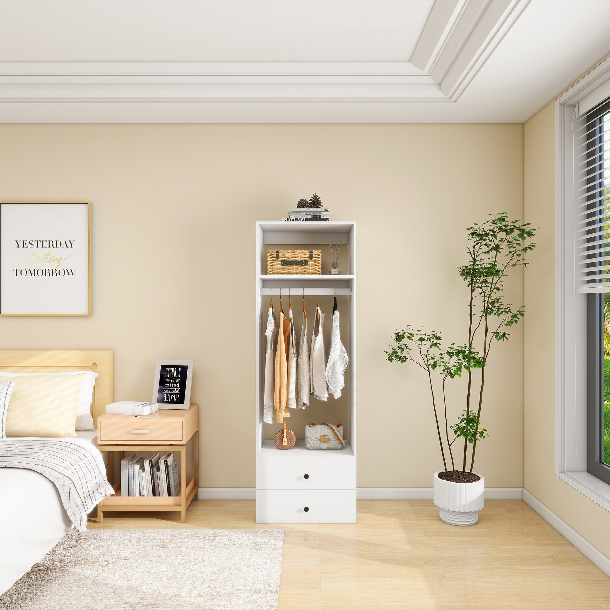 White Modular Open Closet Wardrobe Organizer System - Hospitality World