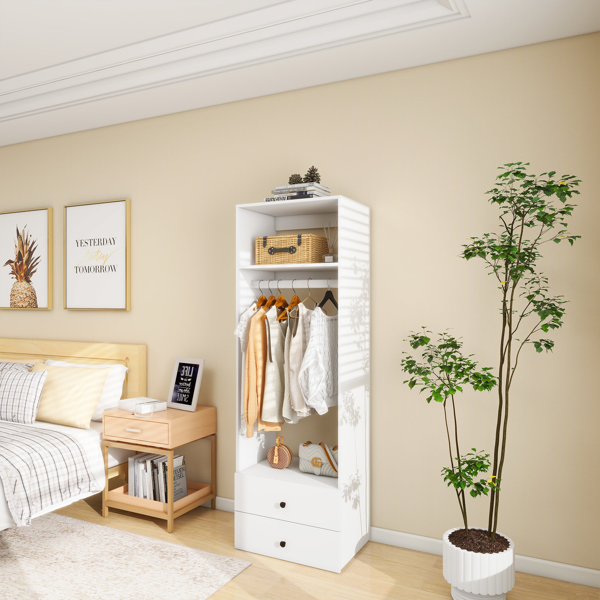 White Modular Open Closet Wardrobe Organizer System - Hospitality World