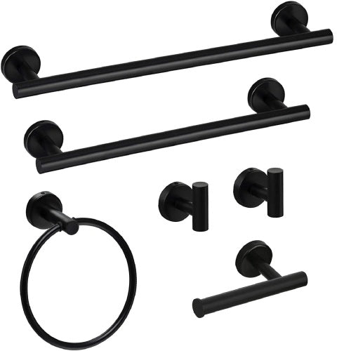 6-Piece Stainless Steel Towel Rack Set | Wall Mount - Hospitality World