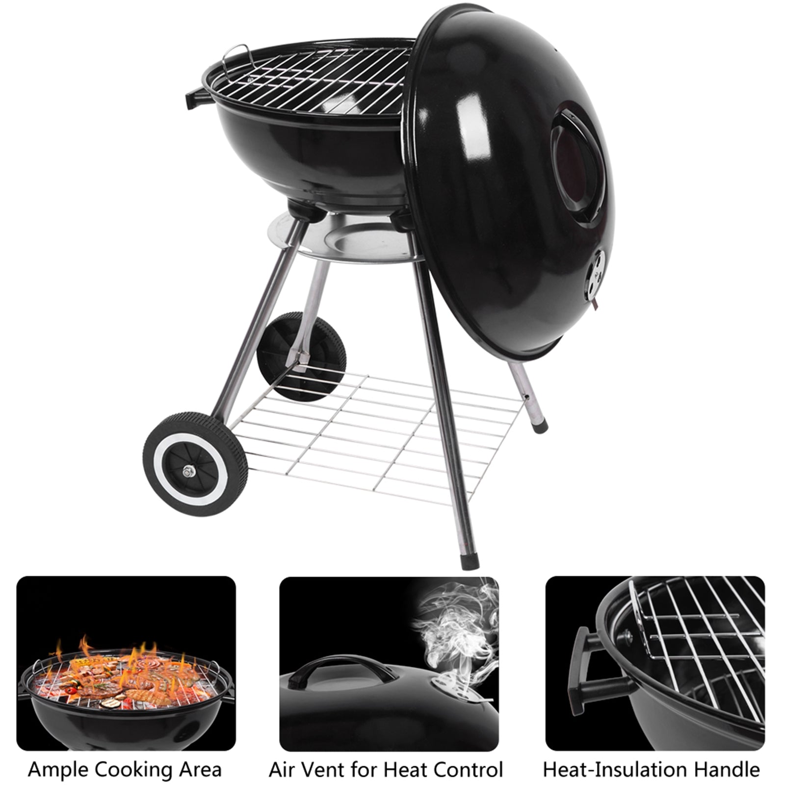 18-Inch Portable Apple Charcoal BBQ Grill for Outdoor Camping and Cooking - Hospitality World