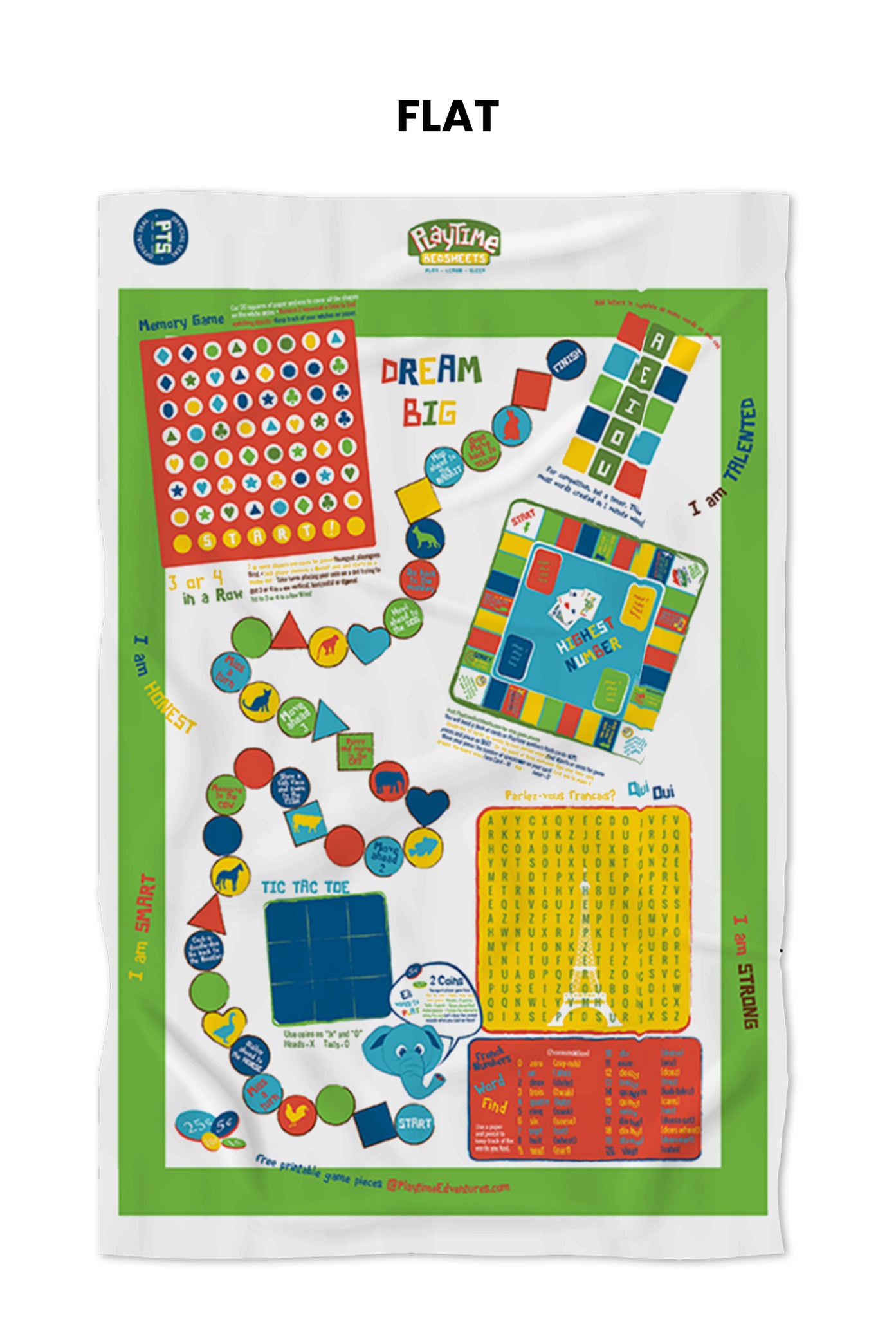 Playtime Bed Sheets | Twin Size | 75 Fun Interactive Games & Puzzles - Hospitality World