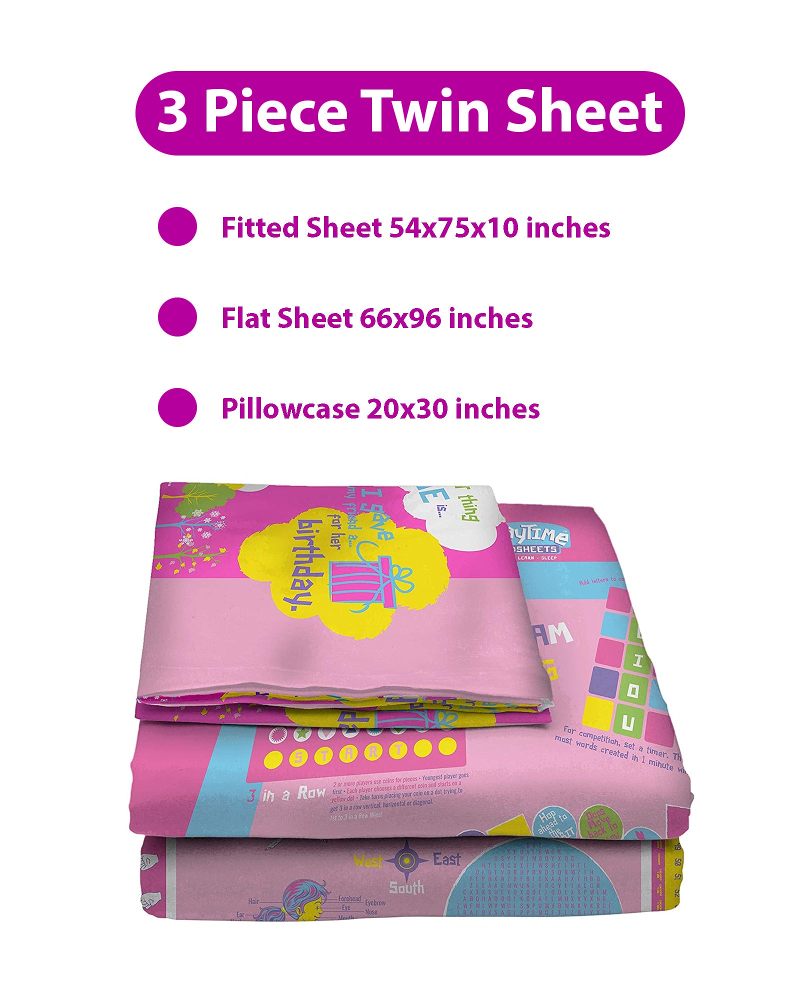 Playtime Bed Sheets Twin Set! | Over 65 Fun Interactive Games - Hospitality World