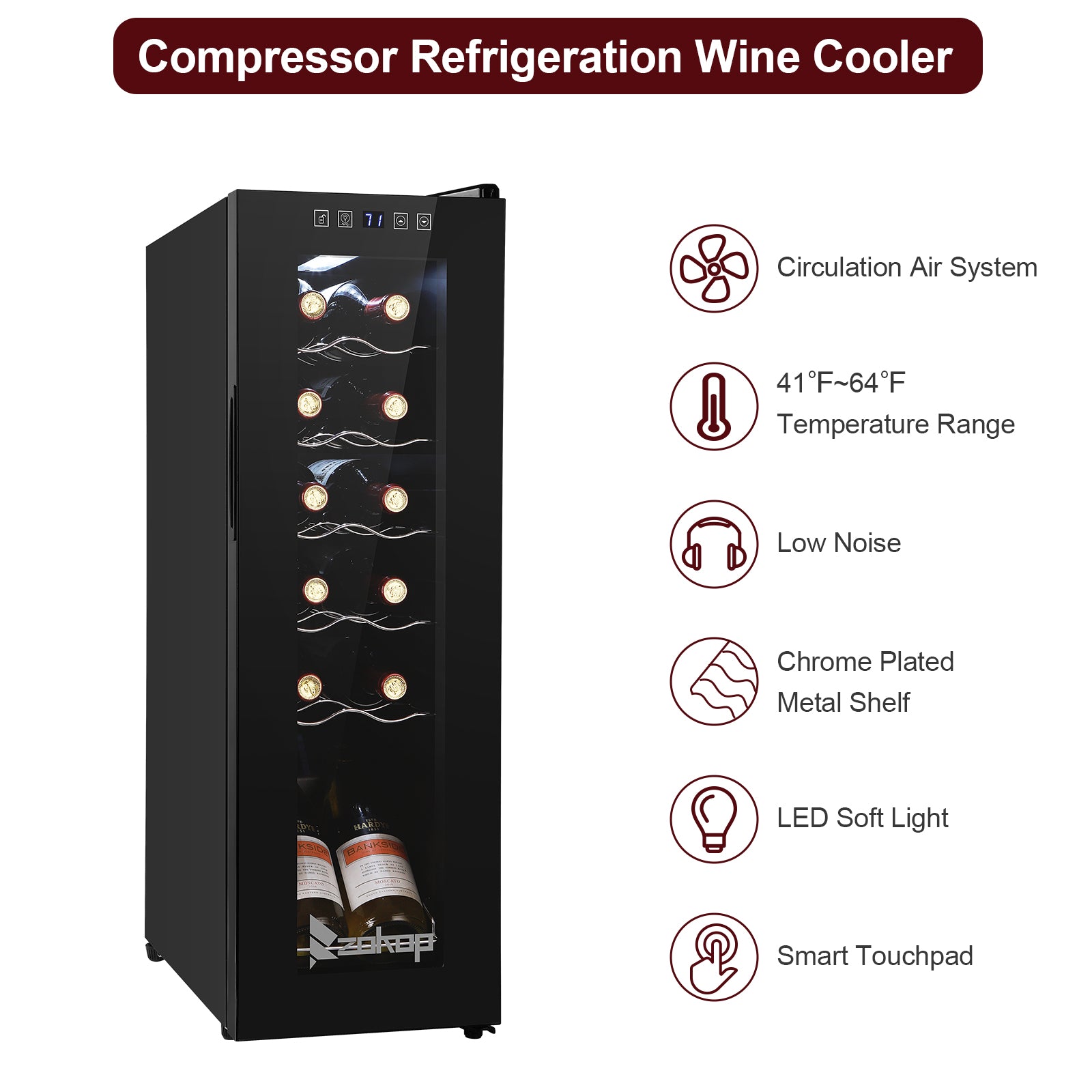 12 Bottle Electronic Wine Cooler Cabinet Refrigerator - Hospitality World