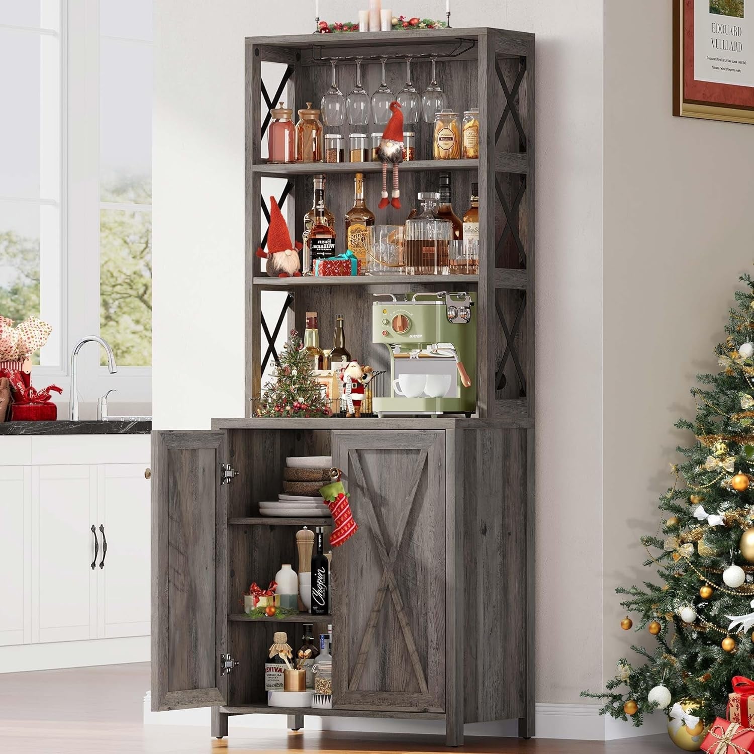 Farmhouse Style Wine Bar & Liquor Storage Cabinet - Hospitality World