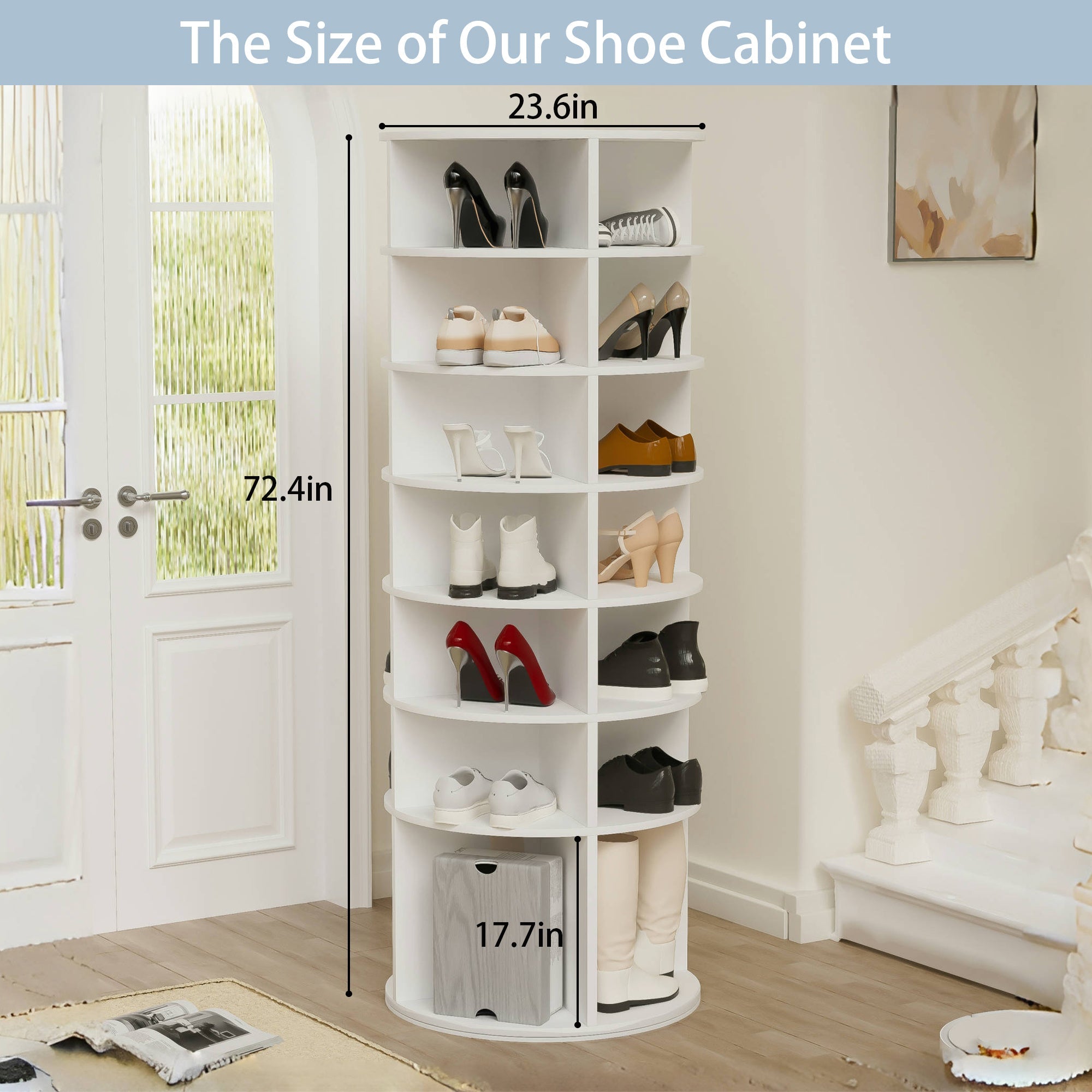 7-Tier Rotating Shoe Rack Tower for Small Spaces - Hospitality World