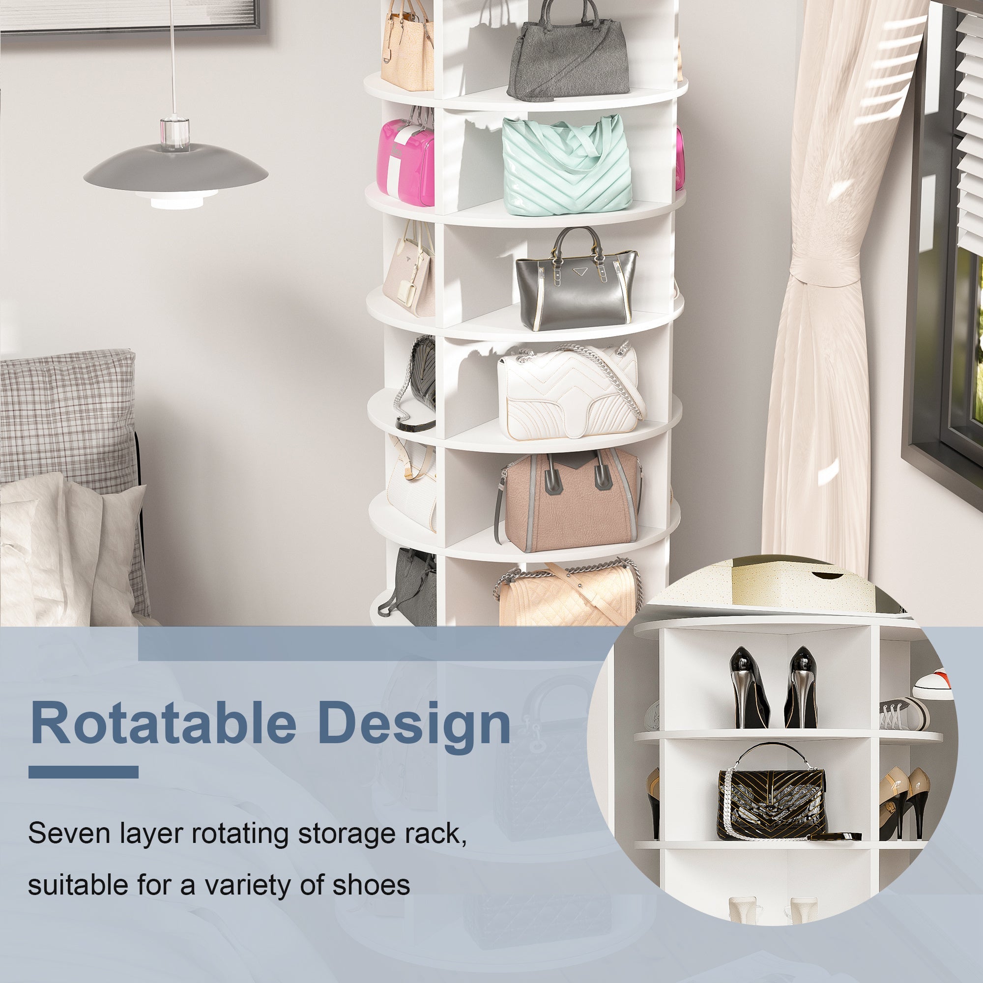 7-Tier Rotating Shoe Rack Tower for Small Spaces - Hospitality World