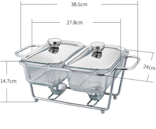 Rectangular Glass Buffet Stove | Food Heating Container Chafing Dish - Hospitality World