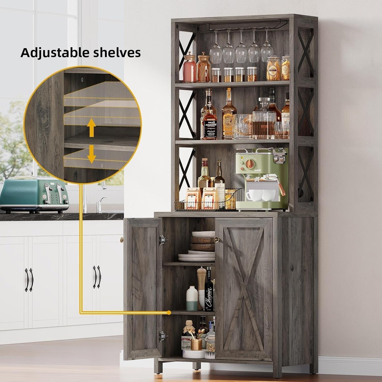 Farmhouse Style Wine Bar & Liquor Storage Cabinet - Hospitality World