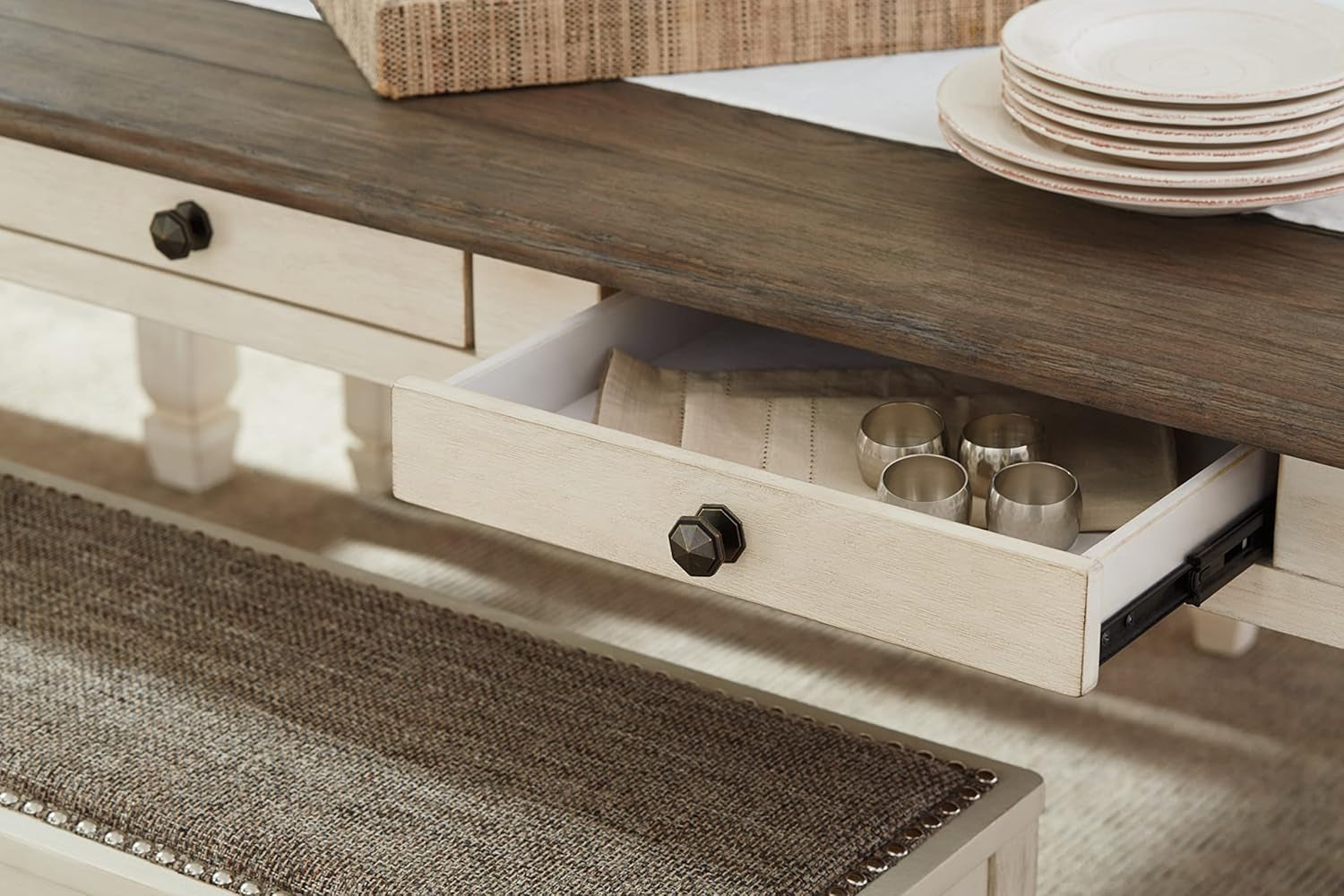 Bolanburg Farmhouse Dining Table with Storage Drawers | Seats 6 - Hospitality World