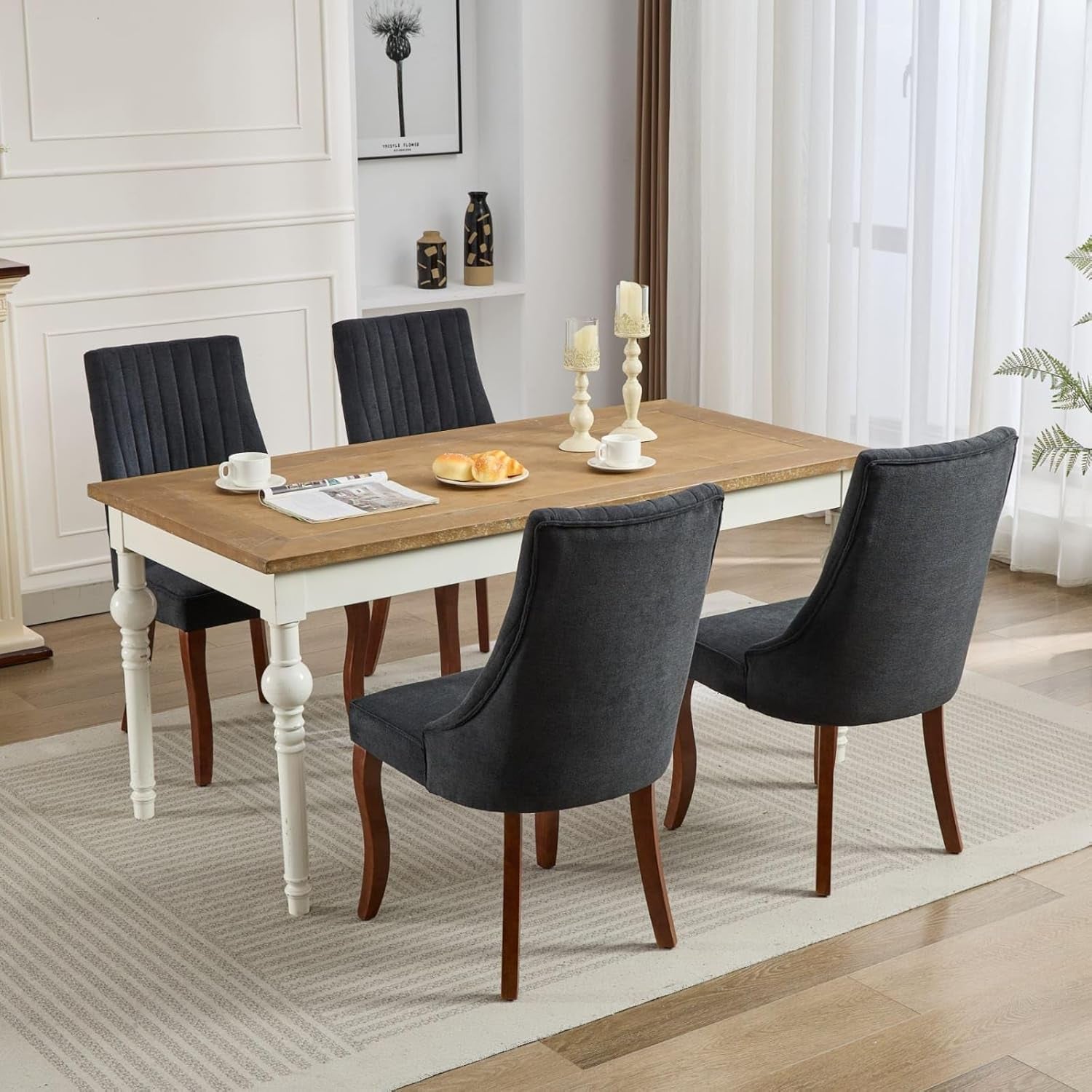 Velvet Dining Chairs (Set of 4) | Comfy Fabric Upholstered Accent Chairs - Hospitality World