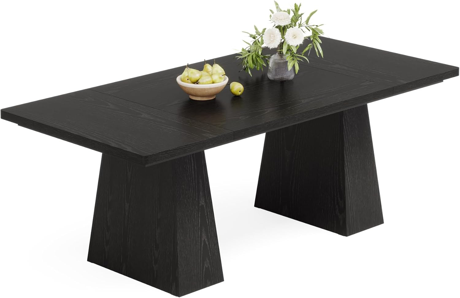 63 Inch Black Dining Table for 4-6 | Modern Kitchen & Office Table with Sturdy Legs - Hospitality World