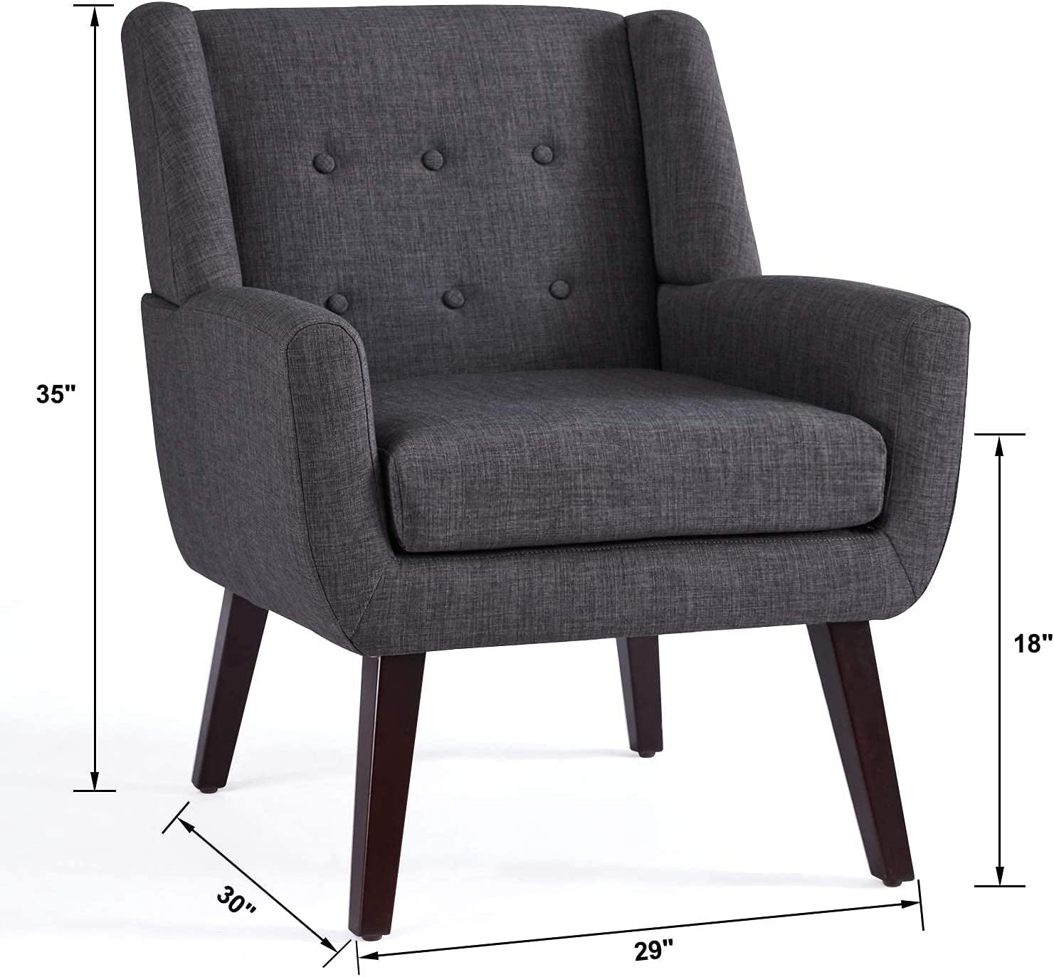 Elegant Grey Button Tufted Accent Chair | Upholstered Armchair for Living Room - Hospitality World