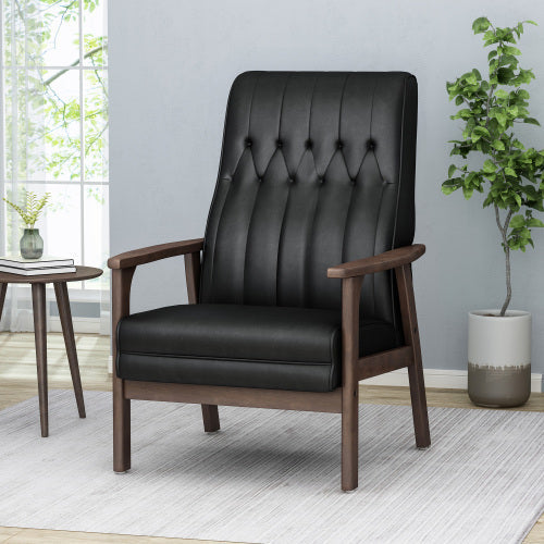 Mid-Century Modern Upholstered Accent Chair, Matte Black - Hospitality World