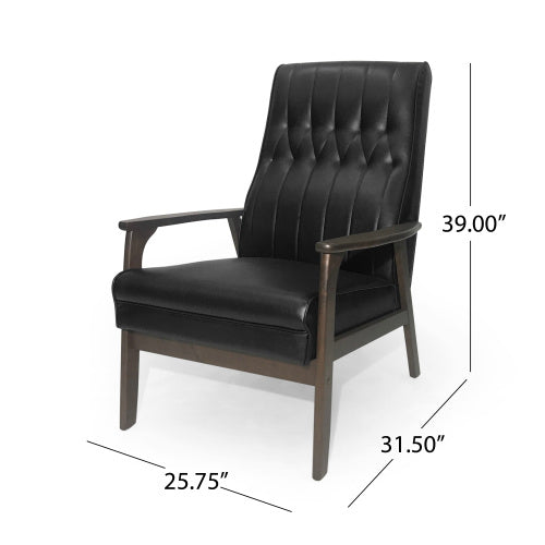 Mid-Century Modern Upholstered Accent Chair, Matte Black - Hospitality World