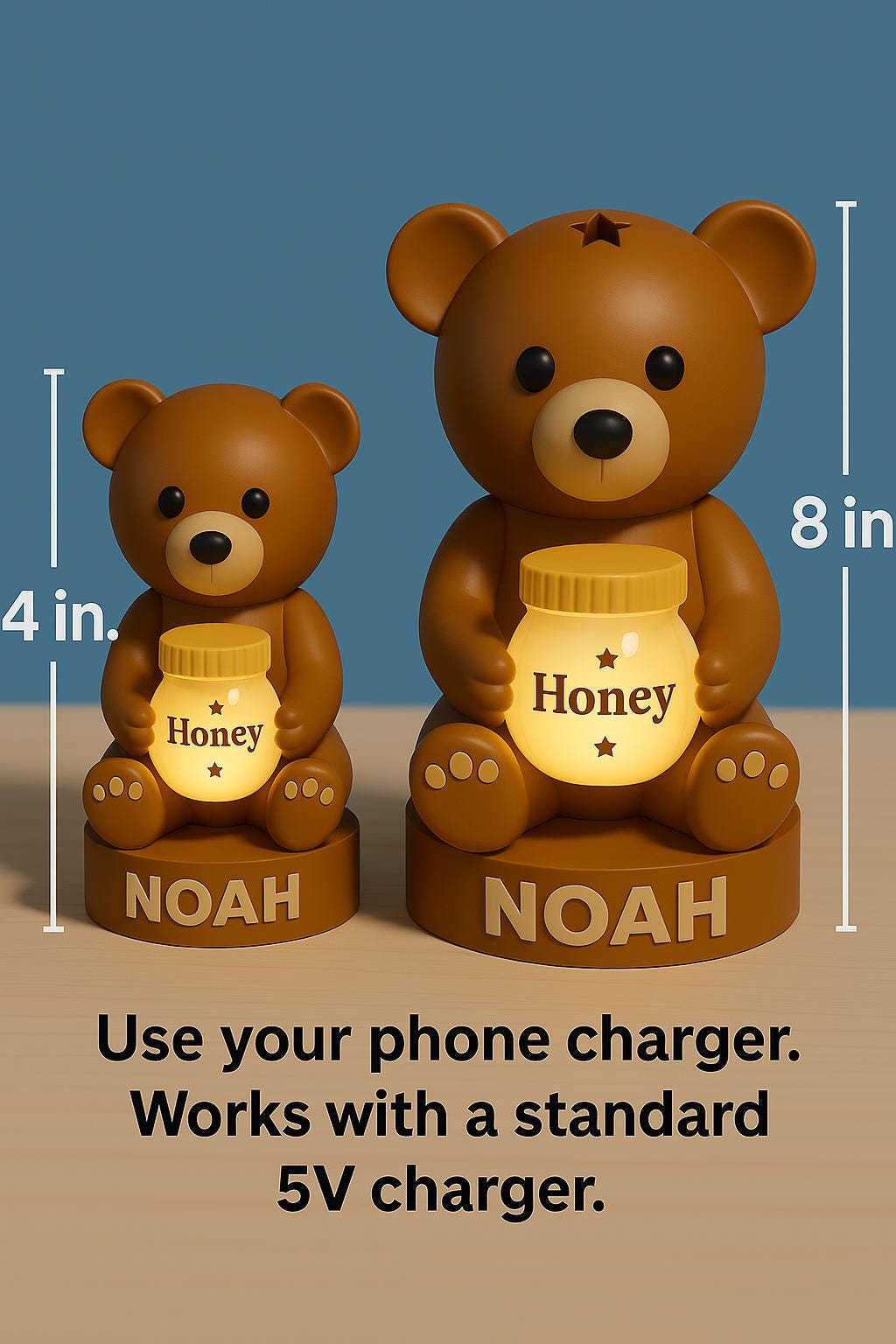 Personalized Teddy Bear Night Light - Custom Baby Room Decor Gift - Hospitality World