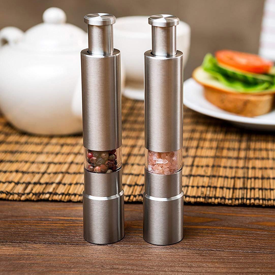 Premium Stainless Steel Salt & Pepper Grinder | One-Hand Operation Spice Mill - Hospitality World