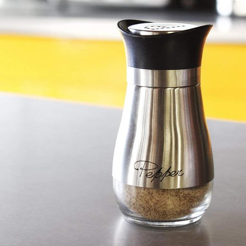 Stainless Steel & Glass Salt and Pepper Shakers Set (BPA-Free, 4oz) - Hospitality World