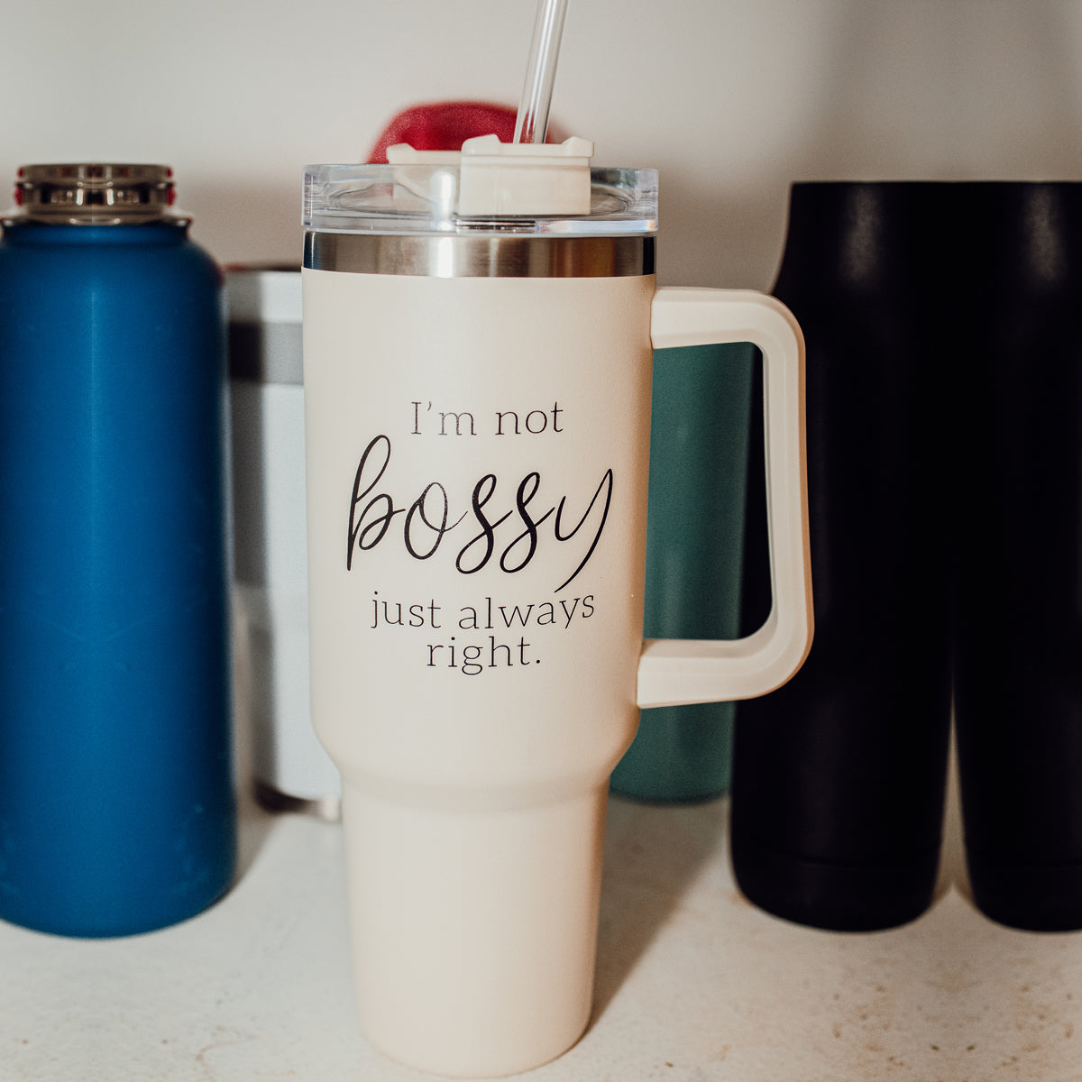 Bossy 40oz Insulated Travel Mug with Handle & Straw - Hospitality World