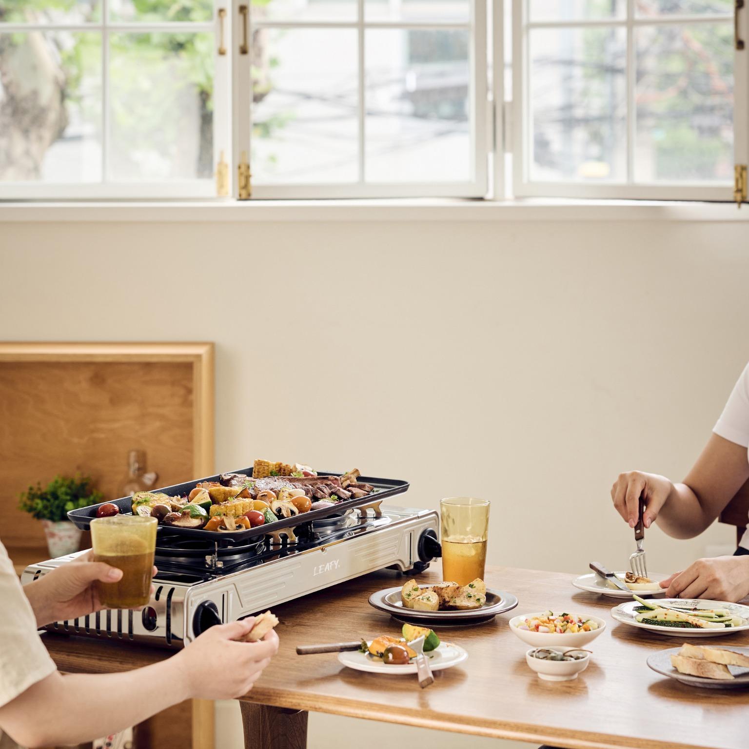 Leafy Butane Gas Twin Burner Chef Gas Stove 15,000 BTU with Case - Hospitality World